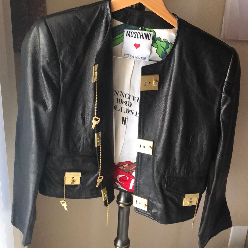 Moschino leather jacket with matching skirt